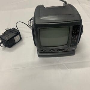 A small television sitting on top of a table.