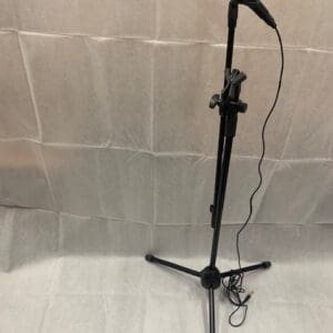 A microphone stand with a mic on it