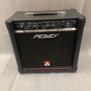 A black and red peavey guitar amp