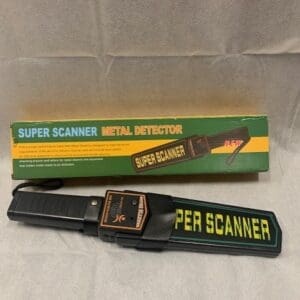 A super scanner metal detector in its box.