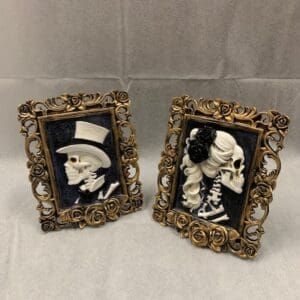 Two frames with a picture of a skeleton in them.