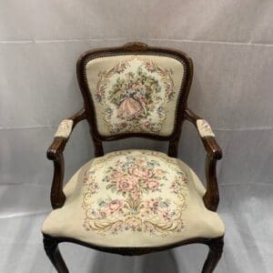 A chair with a floral pattern on it