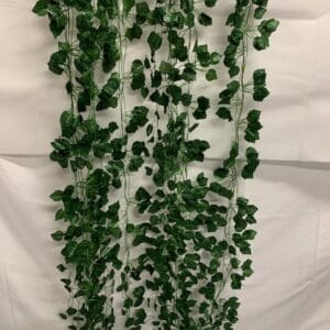 Artificial green ivy garland, two strands.