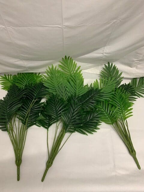 Artificial palm fronds, green, bunch.