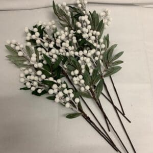 White berry stems, winter floral arrangement.