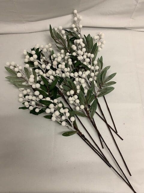 White berry stems, winter floral arrangement.