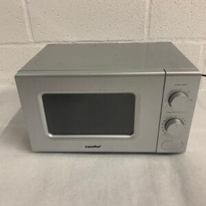 Silver Comfee microwave oven.